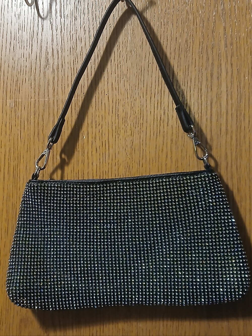 Stunning Black Rhinestone Crystal Handbag Shoulder Bag Evening Clutch/bag - Picture 9 of 9